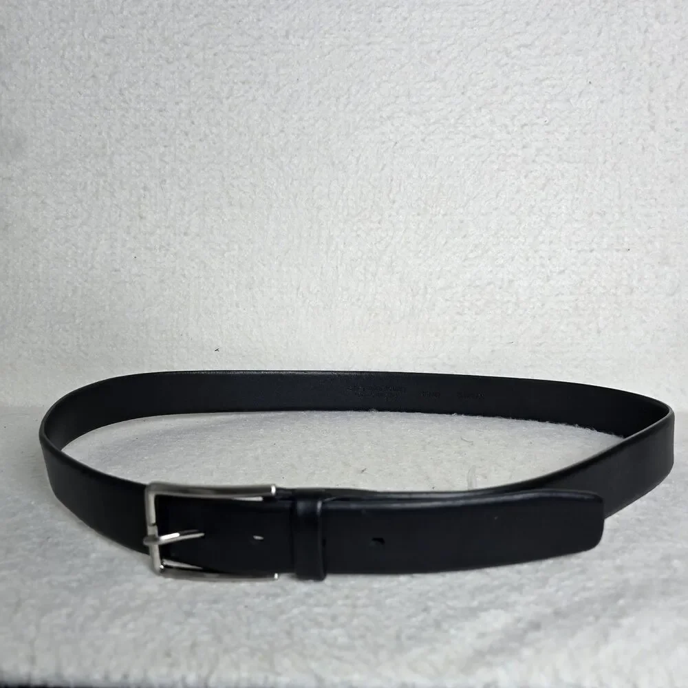 Daniel Cremieux Worn Black Italian Full Grain Leather Dress Belt - Men's Size 42